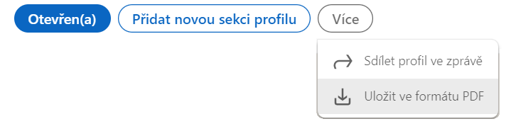 LinkedIn profil a uložení v PDF verzi